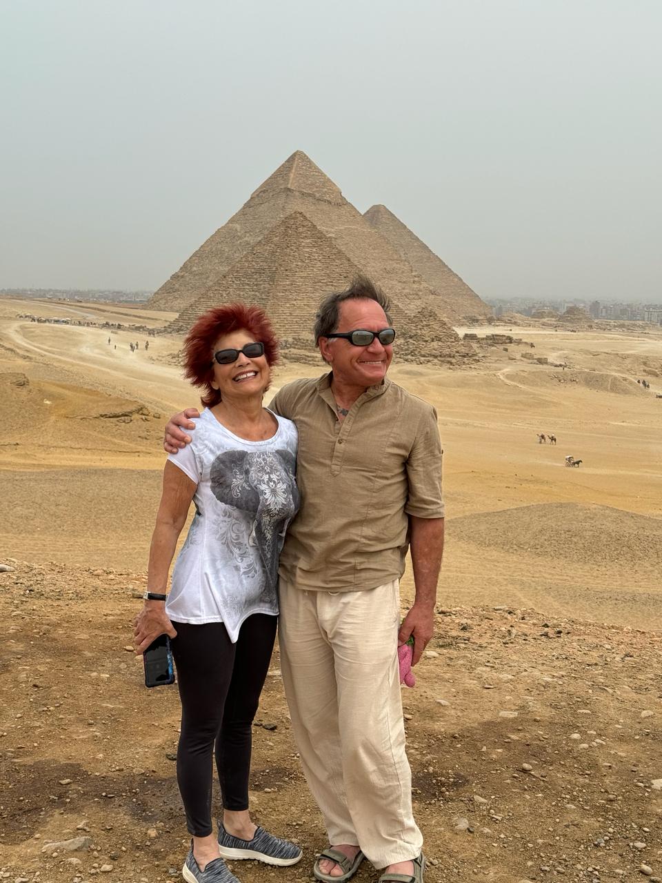 Linda and Randy at the pyramids in Egypt